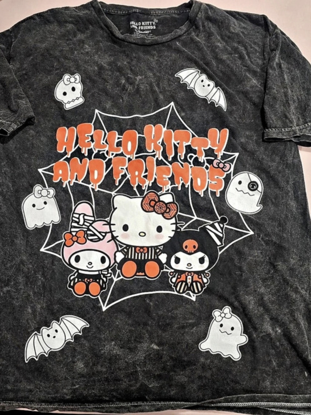 Sanrio Hello Kitty and Friends Halloween Spiderweb Mineral Wash T-Shirt